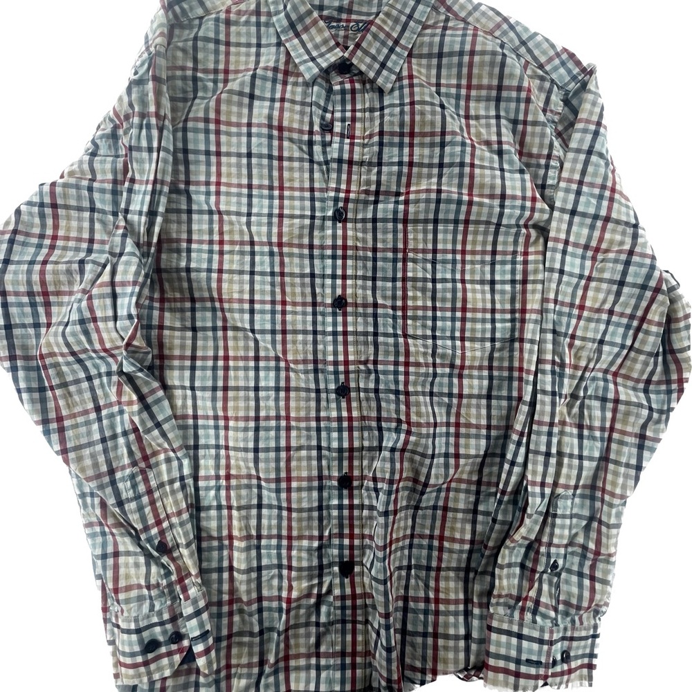 Tasso Elba Blue and Red Casual‎ Button Down Shirt 2XL